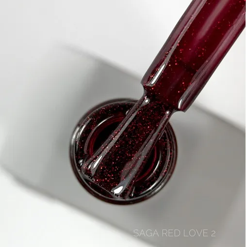 Гель-лак з шимером, 10 мл №002 Red Love Gel Polish SAGA Professional 