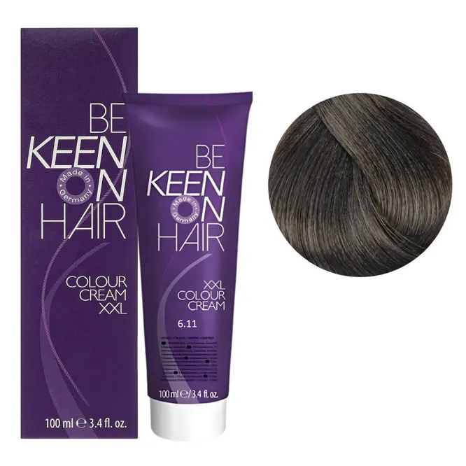 6/11 темний блондин попелястий інтенсивний Стійка крем-фарба для волосся, 100 мл Colour Cream XXL KEEN