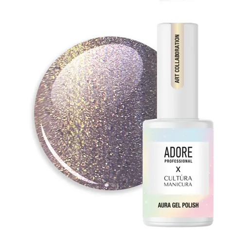 Гель-лак скляне &quot;котяче око&quot;- хамелеон A-03 колір: Золотаво-бузковий Aura Cat`s Eye Gel Polish ADORE