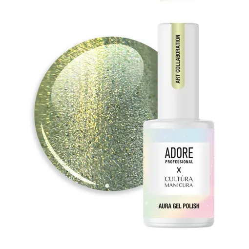 Гель-лак скляне &quot;котяче око&quot;- хамелеон A-08 колір: Трав`яний Aura Cat`s Eye Gel Polish ADORE