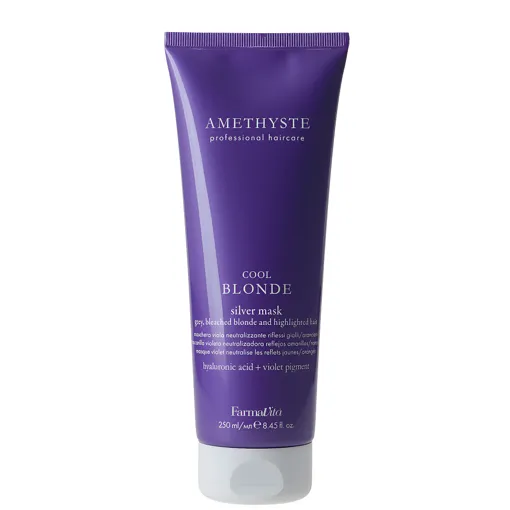 Маска фіолетова для сивого, знебарвленого та мелірованого волосся, 250 мл Silver Mask COOL BLONDE AMETHYSTE FarmaVita