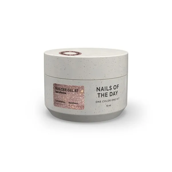 Гель для нарощування нігтів світловідбиваючий, 15 мл №087 Колір: Теплий нюдовий з опаловим блиском Builder Gel NAILSOFTHEDAY