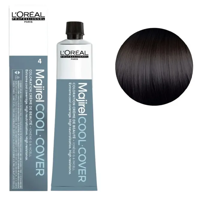 4 Коричневий натуральний Фарба для волосся стійка для сивини, 60 мл  Majirel Cool Cover L`Oreal Professionnel (оновлений формат)