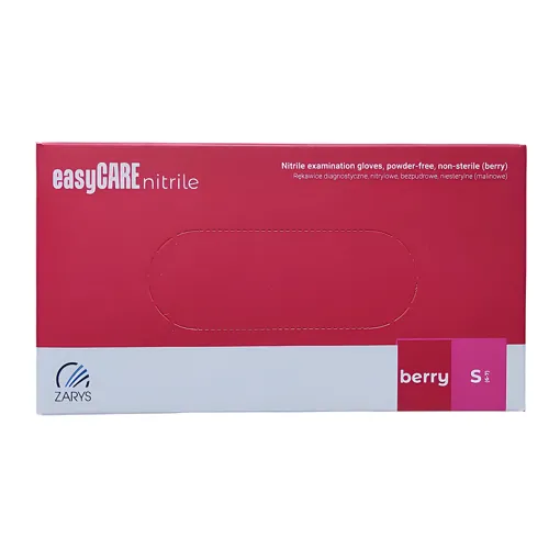 Рукавички нітрилові, нестерильні, неприпудрені, розмір S (100 шт), колір: МАЛИНОВИЙ easyCARE nitrile berry ZARYS