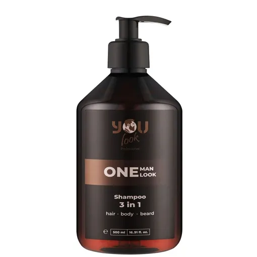 Шампунь 3 в 1 для волосся, тіла та бороди чоловіків, 500 мл Shampoo 3 in 1 ONE MAN LOOK You look Professional