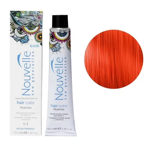8/43R Фарба для волосся перманентна, 100мл Permanent Hair Color Nouvelle