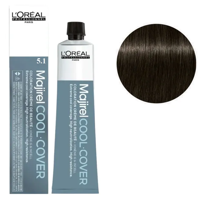 5/1 Світло-коричевий попелястий Фарба для волосся стійка для сивини, 60 мл  Majirel Cool Cover L`Oreal Professionnel (оновлений формат)