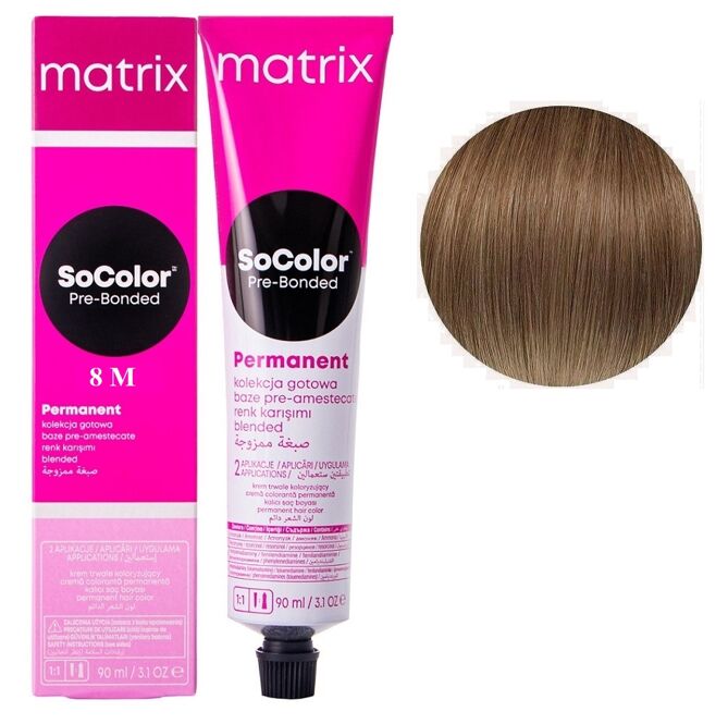 8M світлий блондин мокка Крем-фарба для волосся, 90 мл SoColor Pre-Bonded MATRIX (оновлений дизайн)