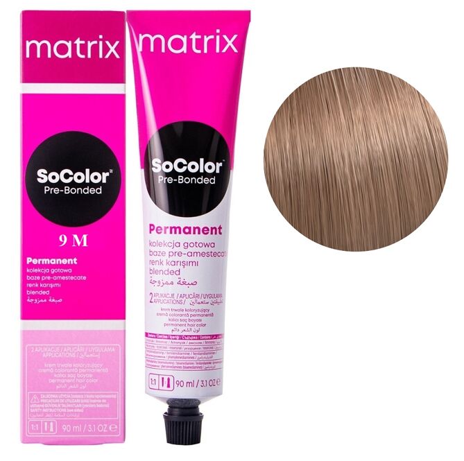 9M дуже світлий блондин мокка Крем-фарба для волосся, 90 мл SoColor Pre-Bonded MATRIX (оновлений дизайн)