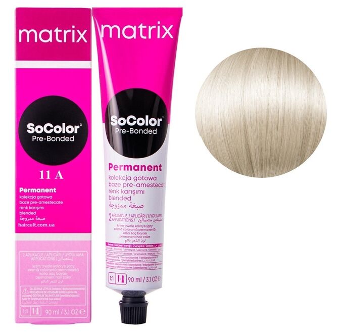 11A ультра світлий блондин попелястий Крем-фарба для волосся, 90 мл SoColor Pre-Bonded MATRIX (оновлений дизайн)