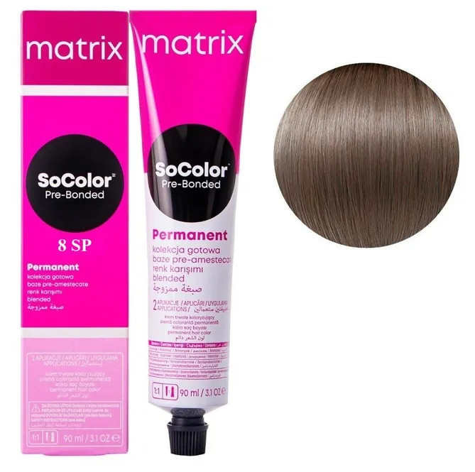 8SP  світлий блондин сріблястий перлинний  Крем-фарба для волосся, 90 мл SoColor Pre-Bonded MATRIX (оновлений дизайн)