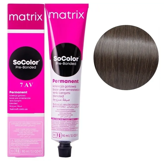 7 AV блондин попелясто-фіолетовий Крем-фарба для волосся, 90 мл SoColor EXTRA Pre-Bonded  MATRIX (оновлений дизайн)