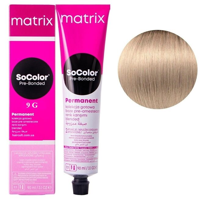 9G дуже світлий блондин золотистий Крем-фарба для волосся, 90 мл SoColor Pre-Bonded  MATRIX (оновлений дизайн)