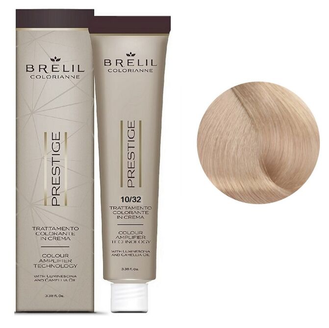 10/32 Крем-фарба для волосся перманентна з низьким вмістом аміаку, 100мл  Colorianne Prestige BRELIL Professional