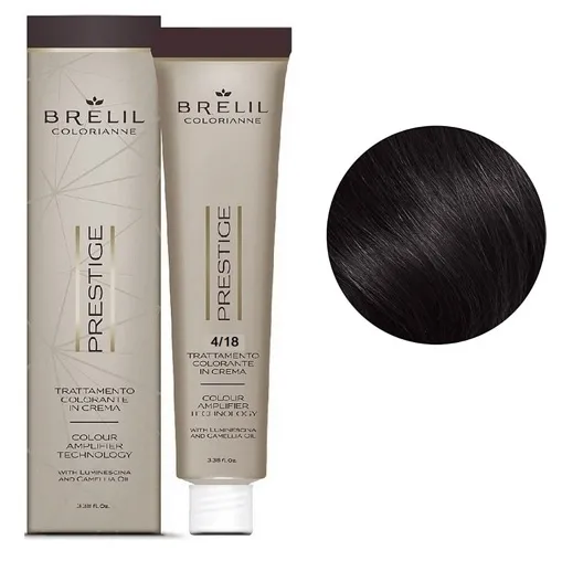 4/18 Крем-фарба для волосся перманентна з низьким вмістом аміаку, 100мл  Colorianne Prestige BRELIL Professional