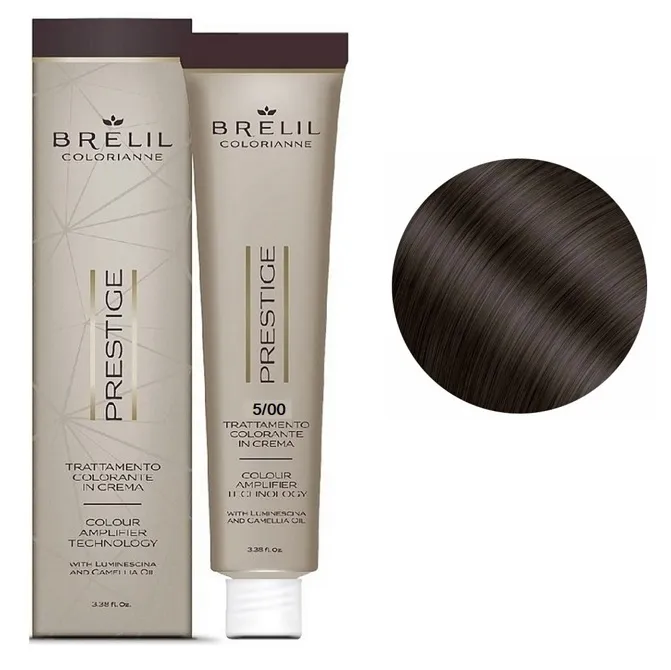 5/00 Крем-фарба для волосся перманентна з низьким вмістом аміаку, 100мл  Colorianne Prestige BRELIL Professional