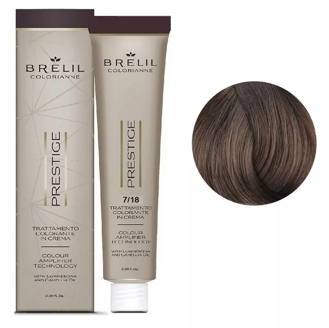 7/18 Крем-фарба для волосся перманентна з низьким вмістом аміаку, 100мл  Colorianne Prestige BRELIL Professional