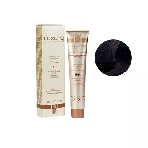 4/2 Середньо-коричневий фіолетовий  Крем-фарба для волосся з білим чаєм та екстрактом орхідеї, 100 мл LUXURY Haircolor GREEN LIGHT