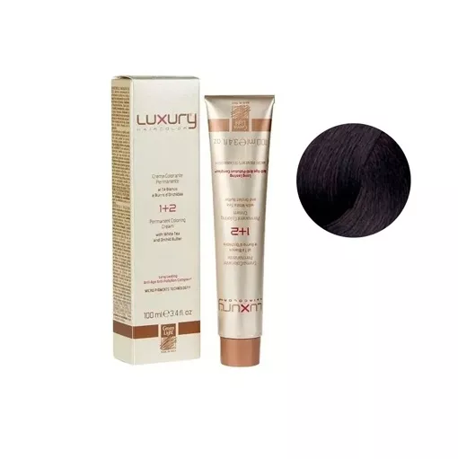 4/5 Середньо-коричневий махагоновий Крем-фарба для волосся з білим чаєм та екстрактом орхідеї, 100 мл LUXURY Haircolor GREEN LIGHT
