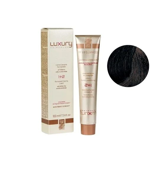 4/7 Середньо-коричневий матовий  Крем-фарба для волосся з білим чаєм та екстрактом орхідеї, 100 мл LUXURY Haircolor GREEN LIGHT