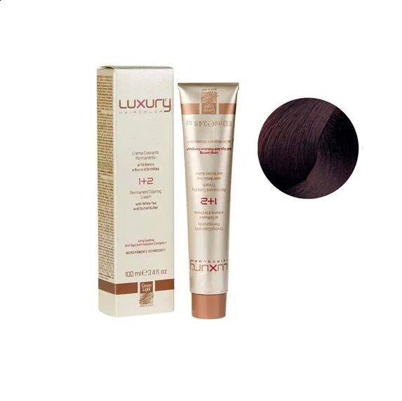 5/55 Світло-коричневий махагоновий інтенсивний Крем-фарба для волосся з білим чаєм та екстрактом орхідеї, 100 мл LUXURY Haircolor GREEN LIGHT