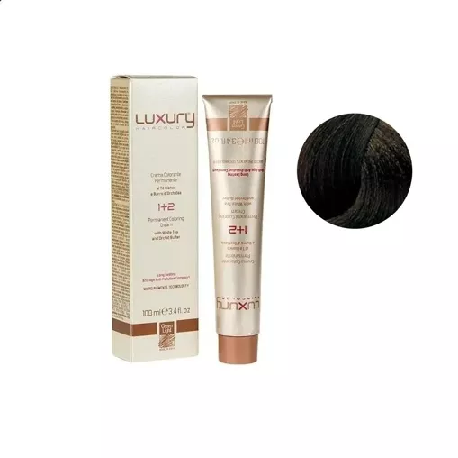 6/11 Темний блондин попелястий інтенсивний Крем-фарба для волосся з білим чаєм та екстрактом орхідеї, 100 мл LUXURY Haircolor GREEN LIGHT