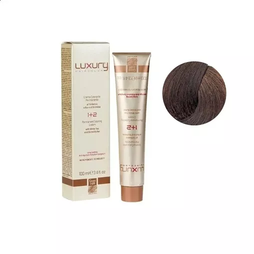 6/32 Темний блондин золотисто-фіолетовий Крем-фарба для волосся з білим чаєм та екстрактом орхідеї, 100 мл LUXURY Haircolor GREEN LIGHT