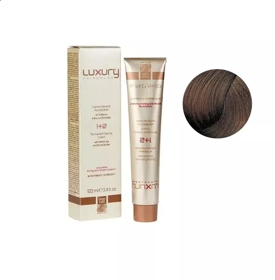 6/7 Темний блондин коричневий Крем-фарба для волосся з білим чаєм та екстрактом орхідеї, 100 мл LUXURY Haircolor GREEN LIGHT