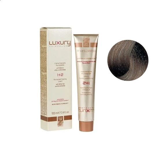 7/01 Середній блондин натуральний попелястий Крем-фарба для волосся з білим чаєм та екстрактом орхідеї, 100 мл LUXURY Haircolor GREEN LIGHT