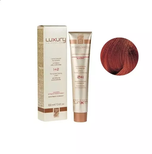 7/44 Середній блондин мідний інтенсивний Крем-фарба для волосся з білим чаєм та екстрактом орхідеї, 100 мл LUXURY Haircolor GREEN LIGHT