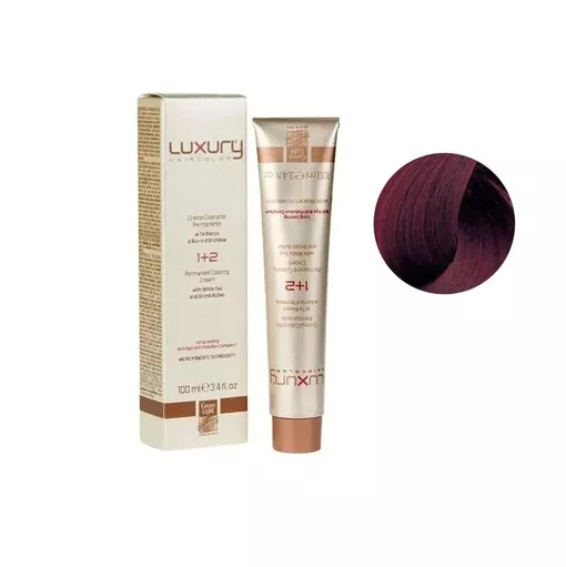 8/52 Світлий блондин махагоново-фіолетовий Крем-фарба для волосся з білим чаєм та екстрактом орхідеї, 100 мл LUXURY Haircolor GREEN LIGHT