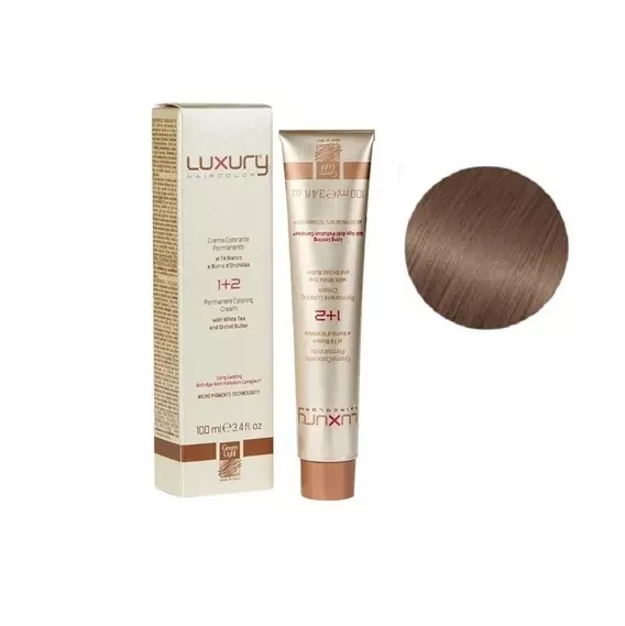 8/7 Світлий блондин коричневий Крем-фарба для волосся з білим чаєм та екстрактом орхідеї, 100 мл LUXURY Haircolor GREEN LIGHT