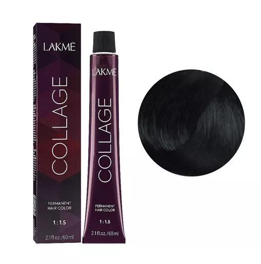 1/00 Чорний натуральний  Крем-фарба для волосся стійка, 60 мл Permanent Hair Color COLLAGE LAКME