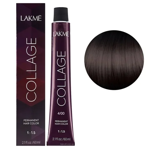 4/00 Середньо-каштановий натуральний Крем-фарба для волосся стійка, 60 мл Permanent Hair Color COLLAGE LAКME