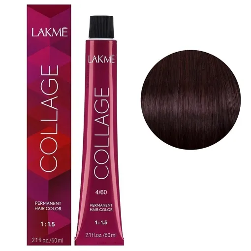 4/60 Середньо-каштановий коричневий Крем-фарба для волосся стійка, 60 мл Permanent Hair Color COLLAGE LAКME