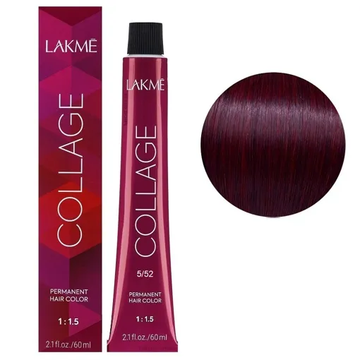 5/52 Світло-каштановий махагоново-фіолетовий Крем-фарба для волосся стійка, 60 мл Permanent Hair Color COLLAGE LAКME