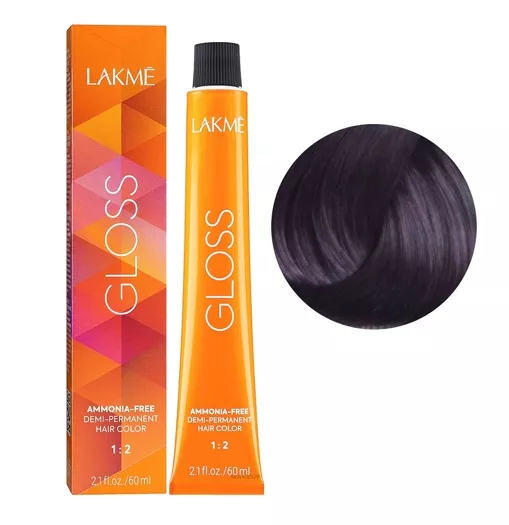 5/22 Світло-каштановий фіолетовий яскравий Фарба для тонування волосся без аміаку, 60мл Demi-permanent Hair Color GLOSS LAKME