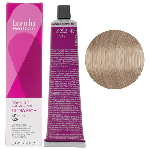 12/61 спеціальний блондин фіолетово-попелястий Стійка фарба для волосся, 60 мл Permanent Color Londa Professional
