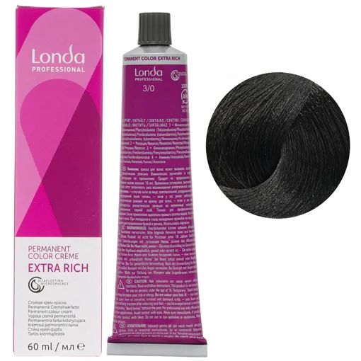 3/0 темний брюнет Стійка фарба для волосся, 60 мл Permanent Color Londa Professional