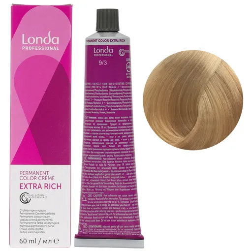 9/3 дуже світлий блондин золотистий Стійка фарба для волосся, 60 мл Permanent Color Londa Professional