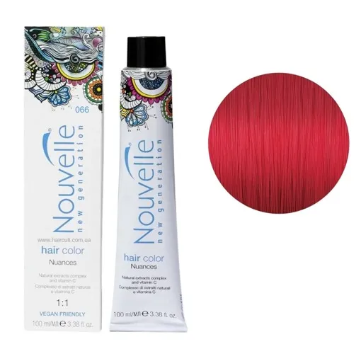 066 червоний Фарба для волосся перманентна, 100мл Permanent Hair Color Nouvelle