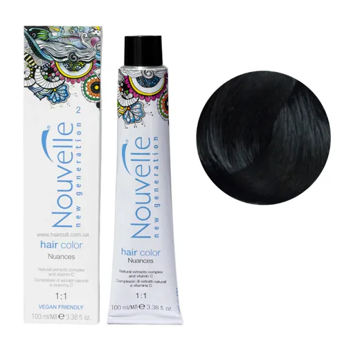 2 дуже темно-коричнева Фарба для волосся перманентна, 100мл Permanent Hair Color Nouvelle