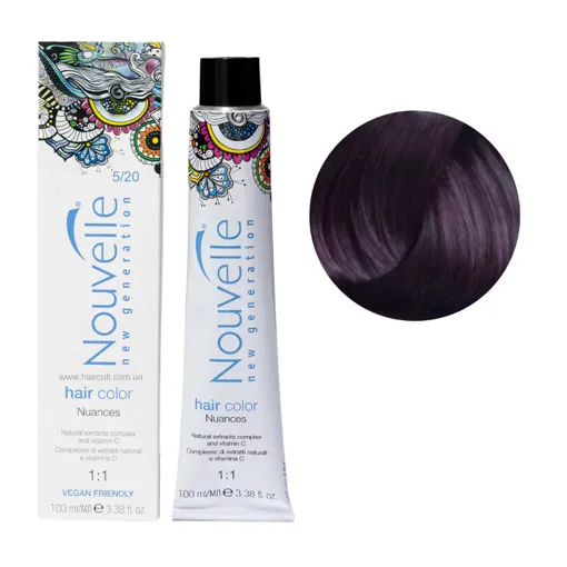 5/20 світло-фіолетовий коричневий  Фарба для волосся перманентна, 100мл Permanent Hair Color Nouvelle