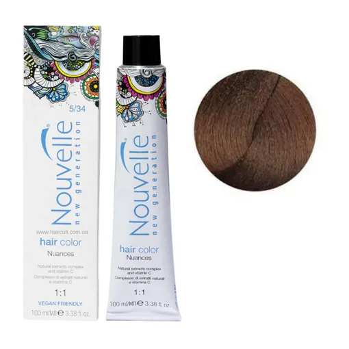 5/34 світло-золотистий мідно-коричневий Фарба для волосся перманентна, 100мл Permanent Hair Color Nouvelle