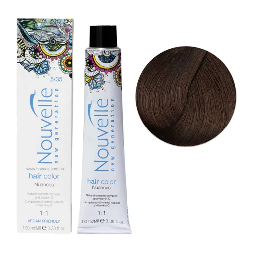 5/35 світло-золотистий коричневий червоного дереваФарба для волосся перманентна, 100мл Permanent Hair Color Nouvelle