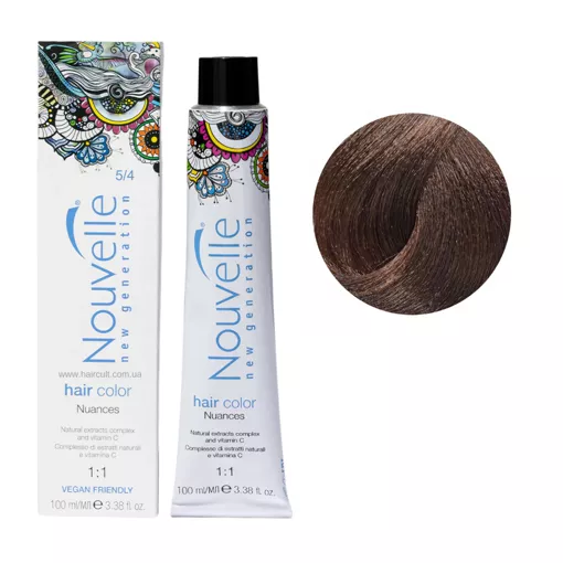 5/4 світлий мідно-каштановий Фарба для волосся перманентна, 100мл Permanent Hair Color Nouvelle