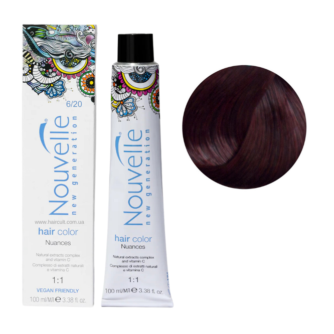 6/20 темно-фіолетовий русявий Фарба для волосся перманентна, 100мл Permanent Hair Color Nouvelle