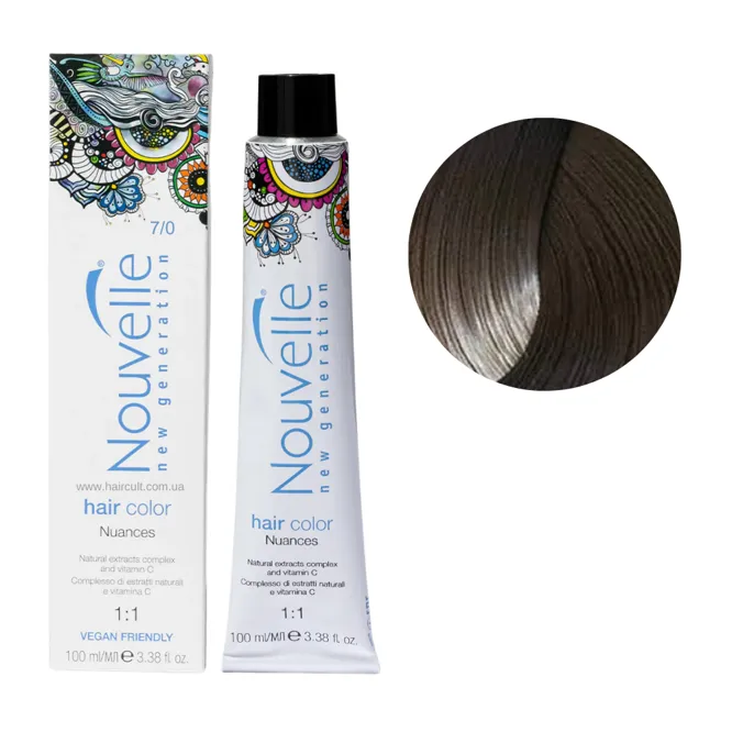 7/0 насичений середньо-русявий Фарба для волосся перманентна, 100мл Permanent Hair Color Nouvelle