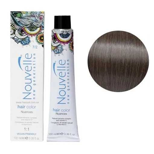 7/2 (7,12) середньо-матовий русявий Фарба для волосся перманентна, 100мл Permanent Hair Color Nouvelle