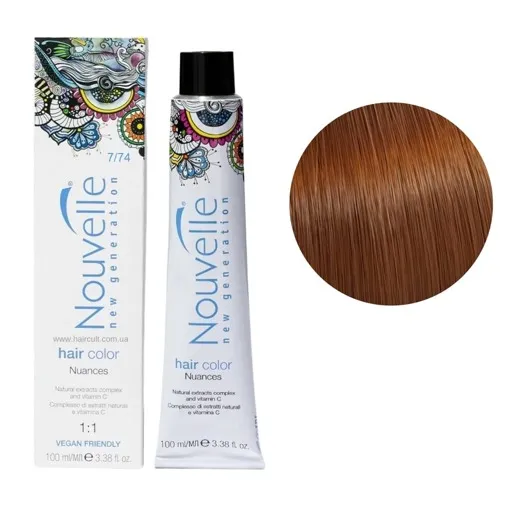 7/74 дуб Фарба для волосся перманентна, 100мл Permanent Hair Color Nouvelle